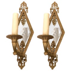 Antique Pair of Mirrored Sconces