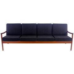 Classic Danish Modern Teak Framed Sofa Designed by Ole Wanscher