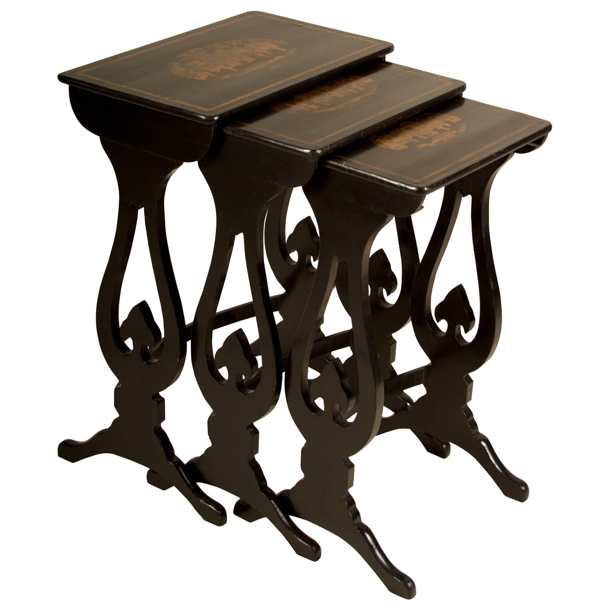 19th Century Regency Nesting Tables, Set of Three For Sale