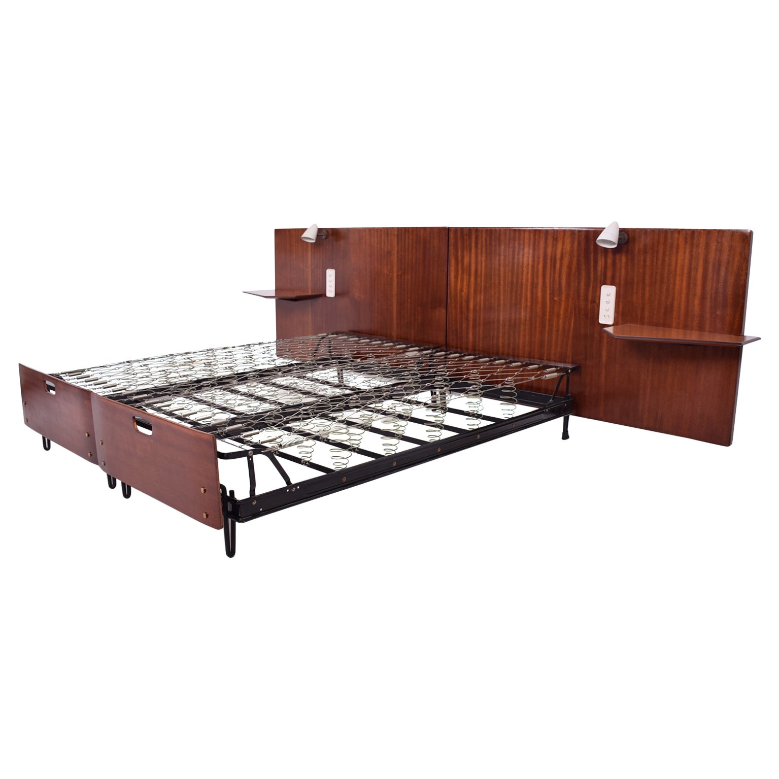 MidCentury Modern Italian Bed Frame, after Borsani at 1stDibs