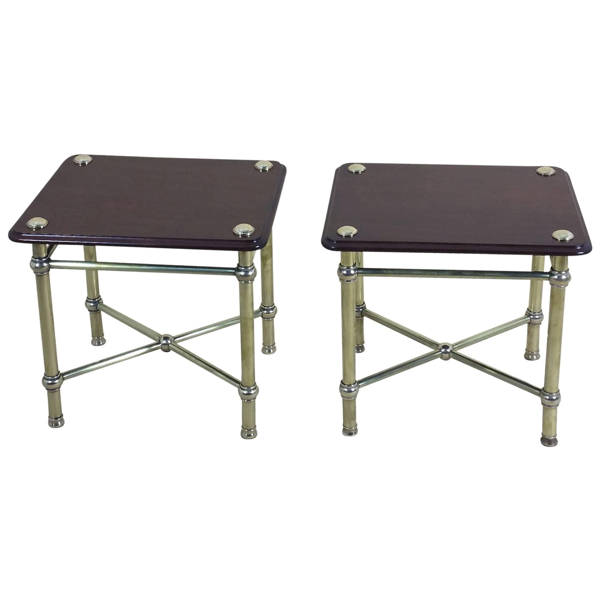 Pair of Early 20th Century Mahogany and Brass Low Tables