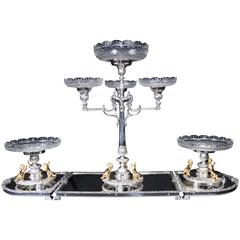 Elkington Silver Plate Centrepiece Epergne Cherub Candelabra