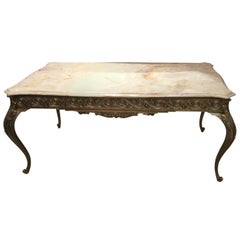 Coffee Table in Bronze with Onyx Top, Italy 1950s