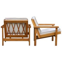 Carl-Gustaf Hiort af Ornäs 1950s Finnish Oak Armchairs 1