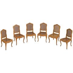 Set of Six Louis XV Caned Chairs Attributed to Etienne Meunier
