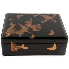 Large Japanese Black Lacquer Ryoshibako 'Document' Box