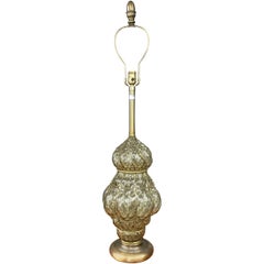 Monumental lampe de table en verre de Murano de couleur champagne et laiton par Marbro