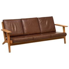 Hans Wegner GE290 Sofa in Oak and Leather