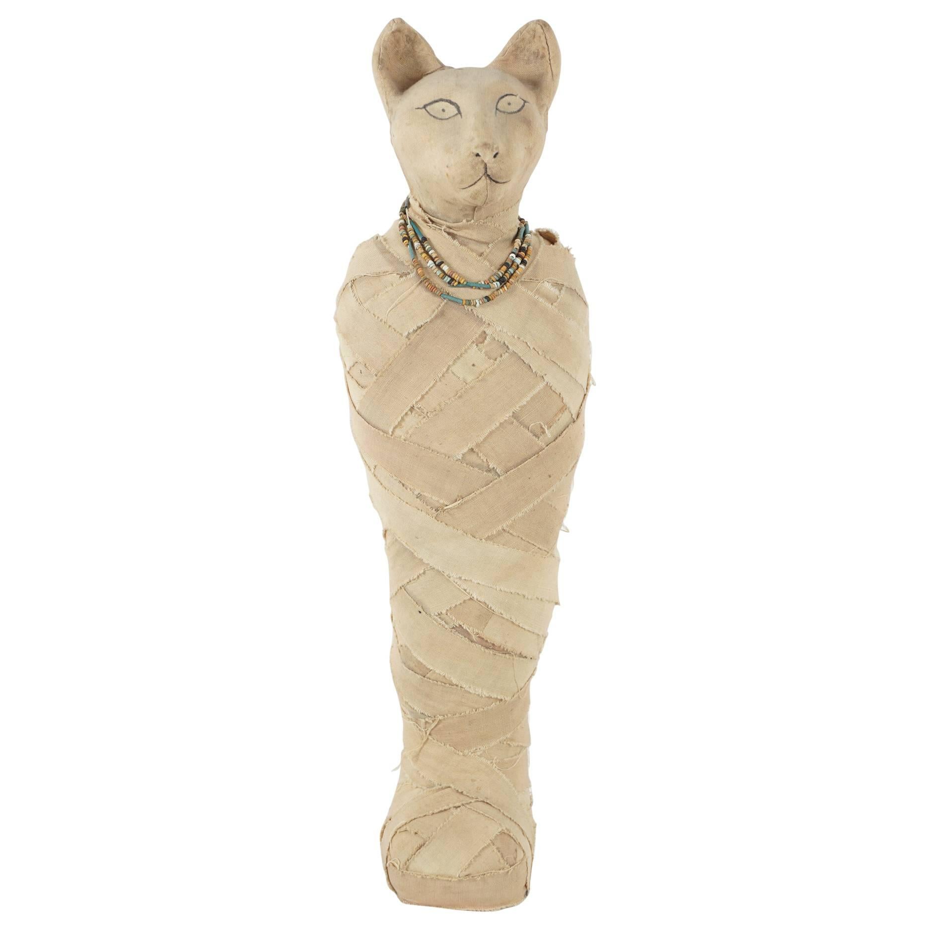 Very Late 19th or Early 20th Century Egyptian Faux Cat Mummy