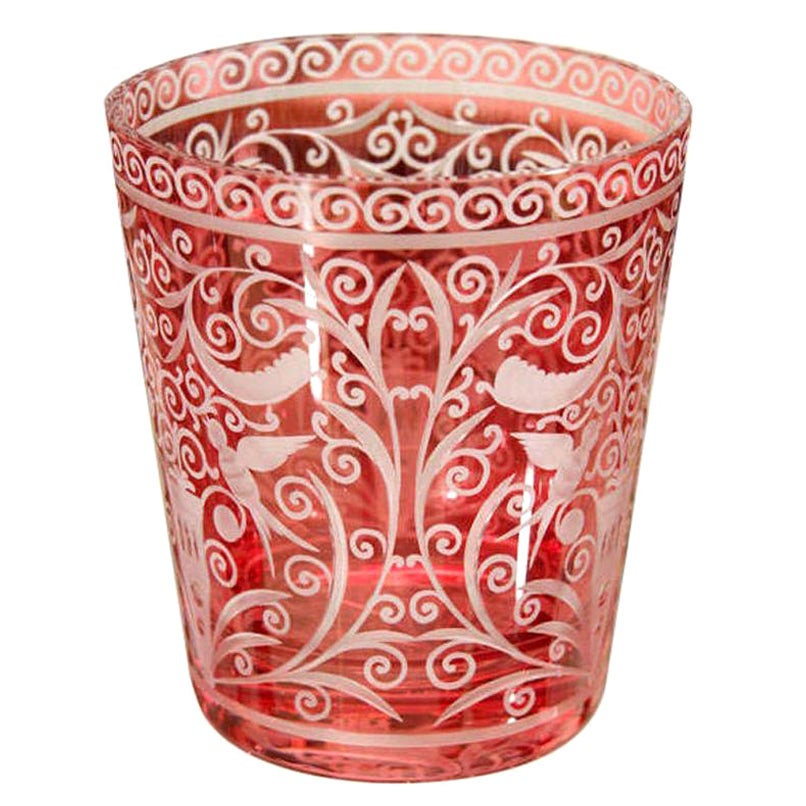 Ice Bucket, Red Crystal, Baroque Style, Czech Republic, Red Contemporary Glass For Sale