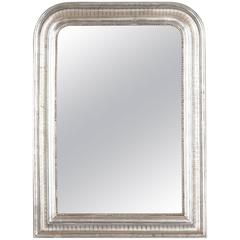 Antique French Louis Philippe Silver Gilt Mirror, 19th Century