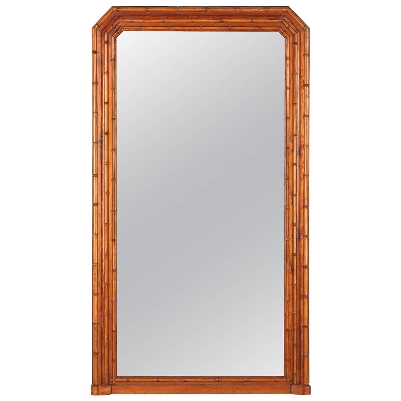 Napoleon III French Colonial Style Bamboo Mirror, Late 1800s