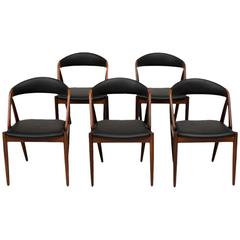 Set of Five Kai Kristiansen Dining Chairs in Rosewood