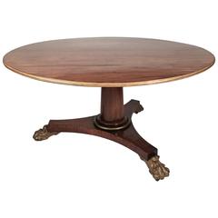 English Regency Period Gilt Mahogany Dining or Center Table 54" Round