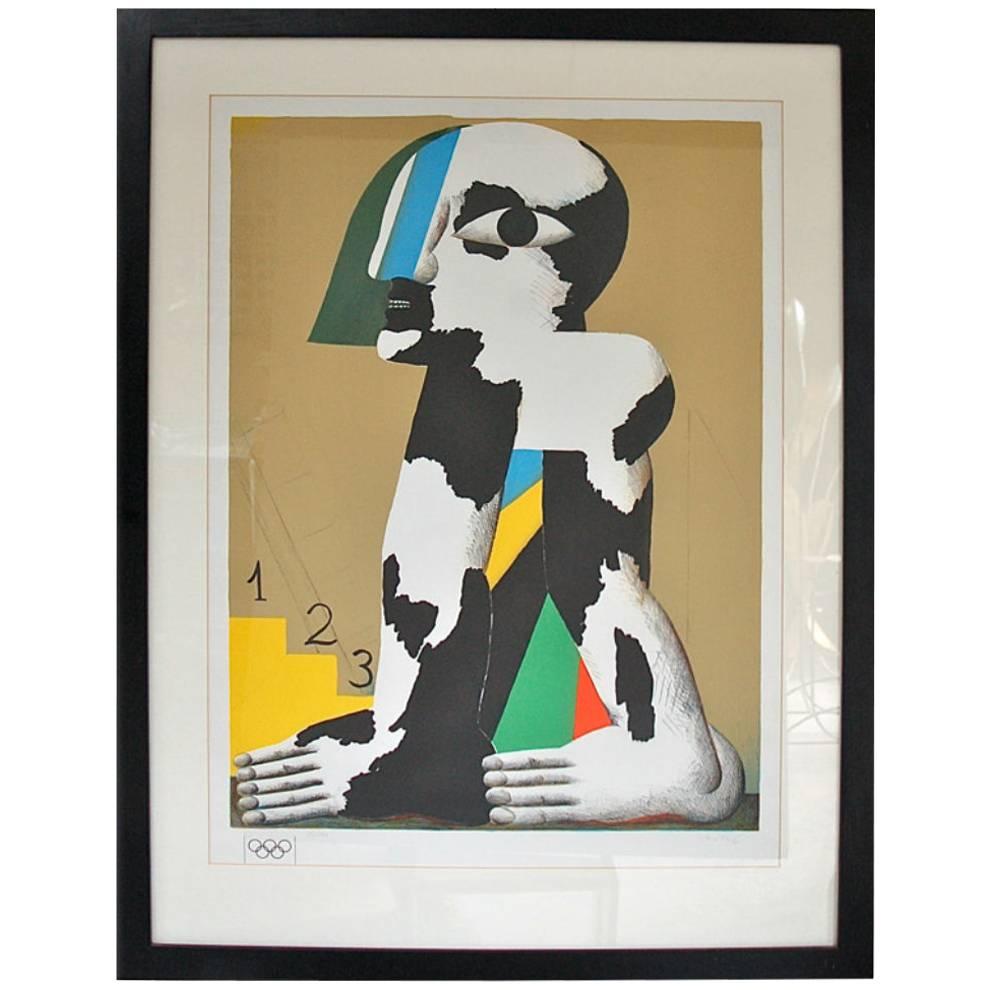 Horst Antes Lithograph for Münich Olympics, 1972