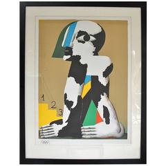 Retro Horst Antes Lithograph for Münich Olympics, 1972