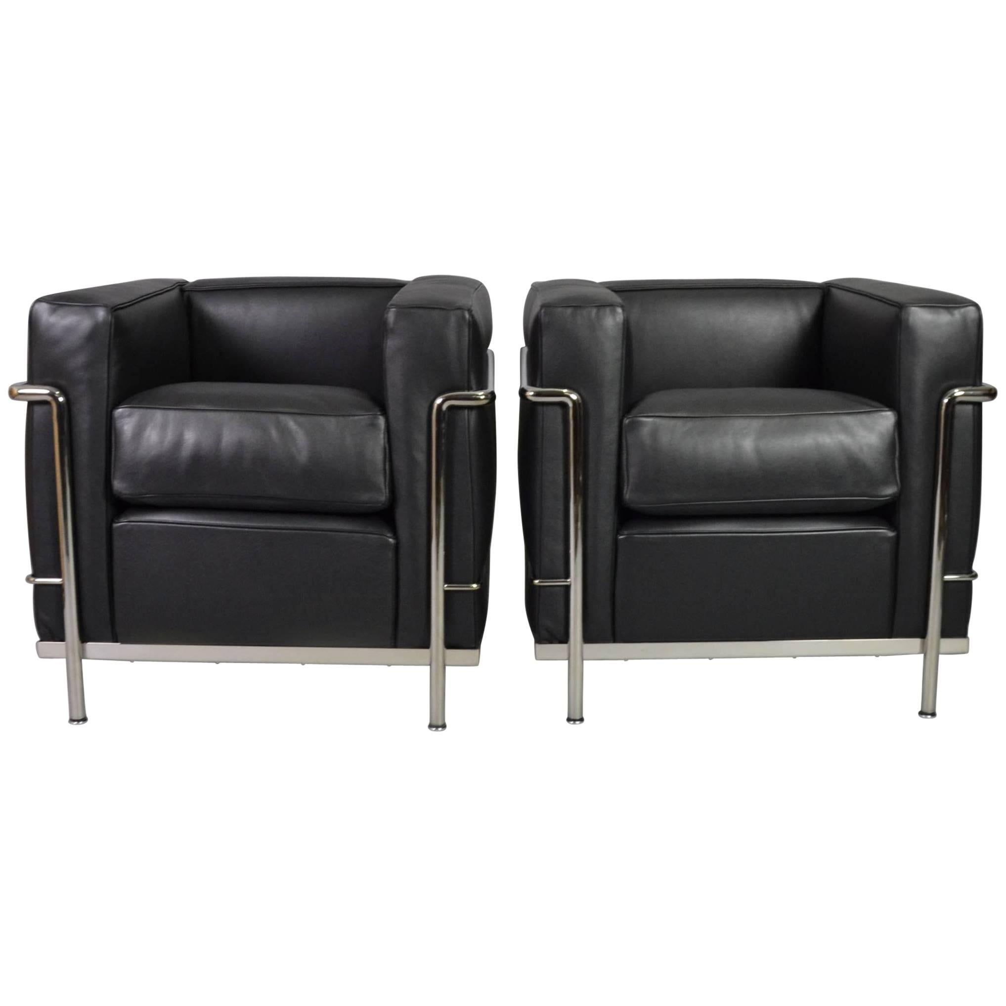 Le Corbusier Pair of LC2 Armchairs for Cassina