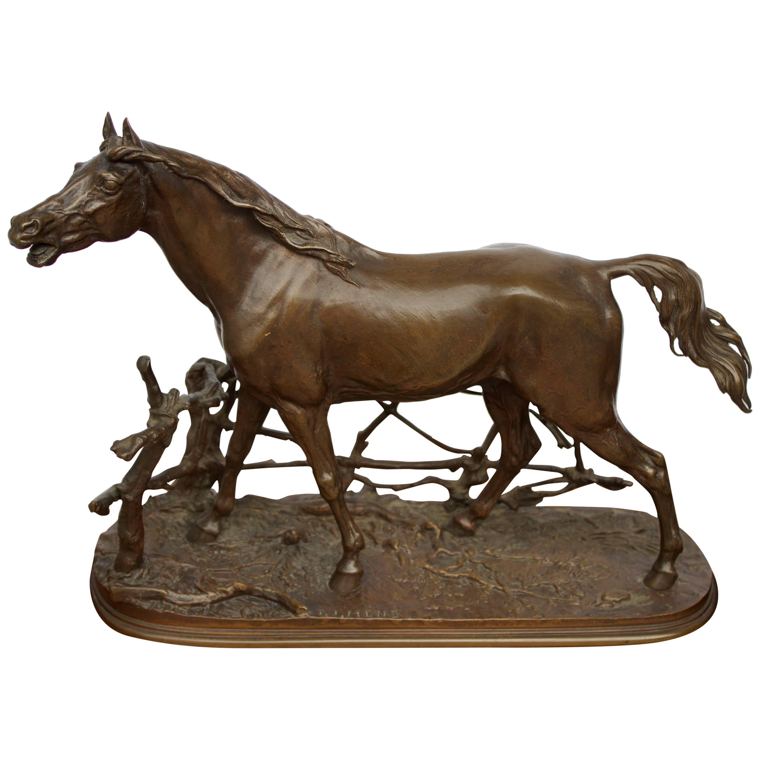 French 19th Century Bronze by P.J.Mêne "Djinn , Cheval a la Barriere" For Sale