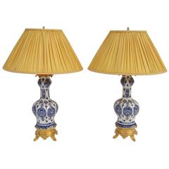 Pair of Delft Style Lamps, circa 1900