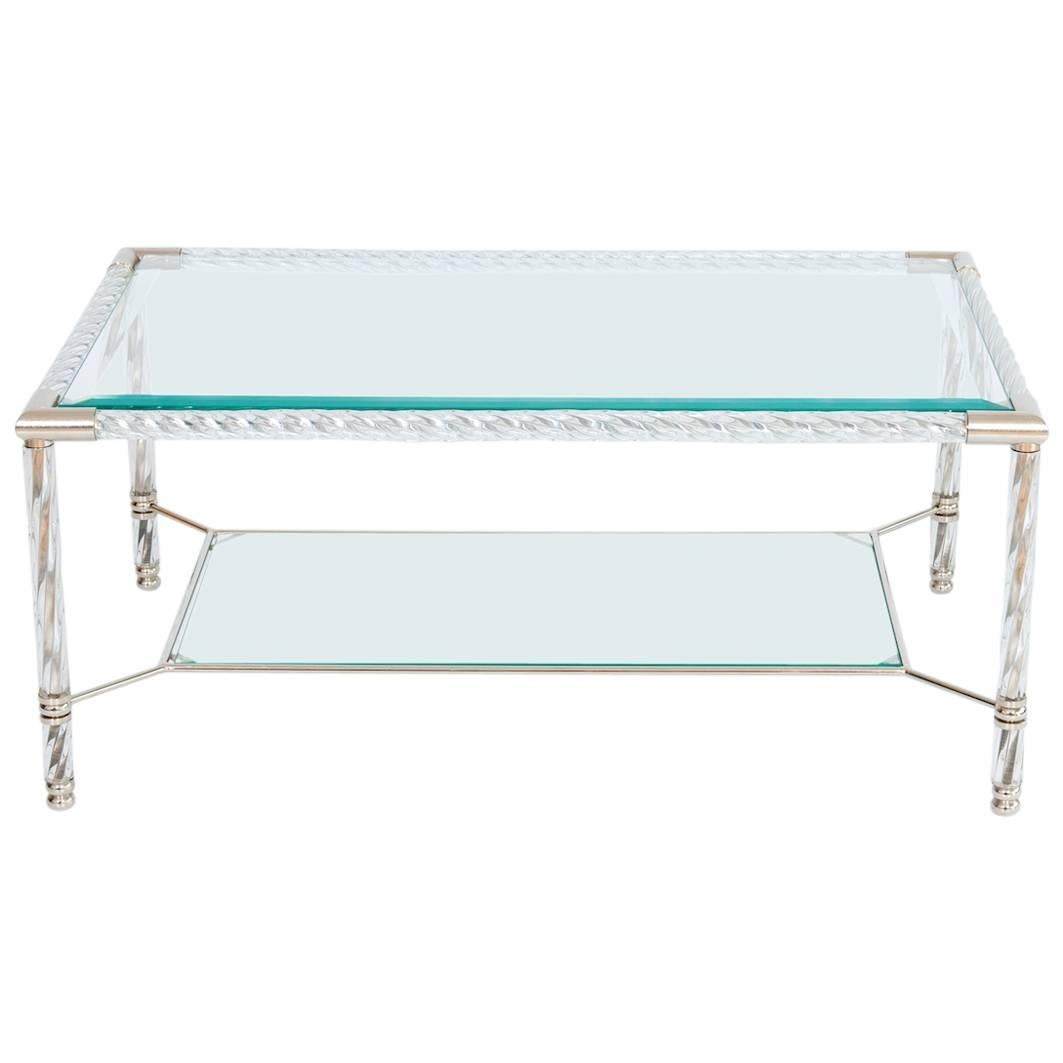 Italienischer venezianischer Couchtisch aus geblasenem Muranoglas, transparent, Barovier, 1980er Jahre