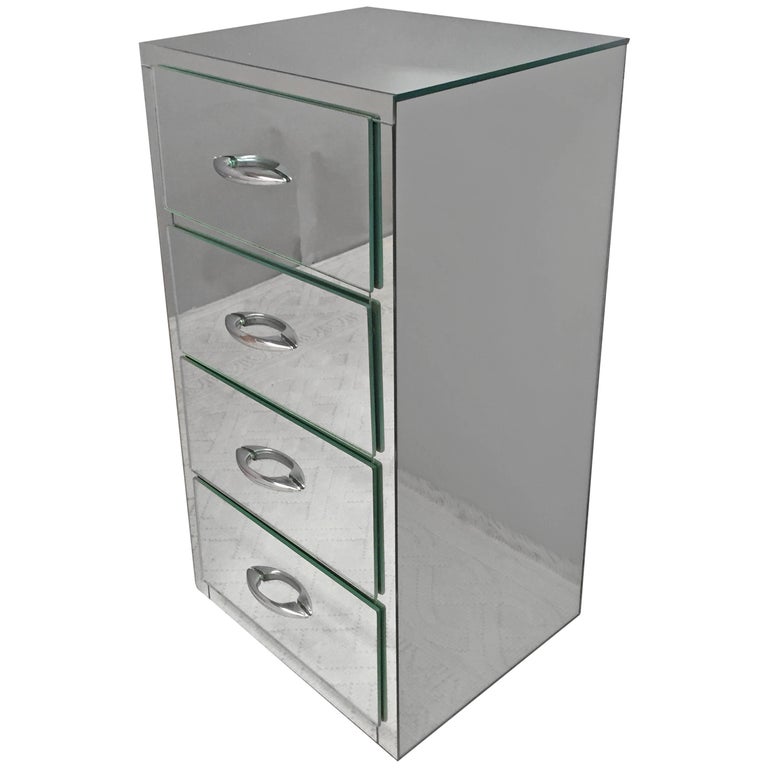 1930s Sleek Mirrored Chest Nightstand For Sale At 1stdibs