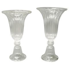 Imposing Pair of Murano Glass Vases