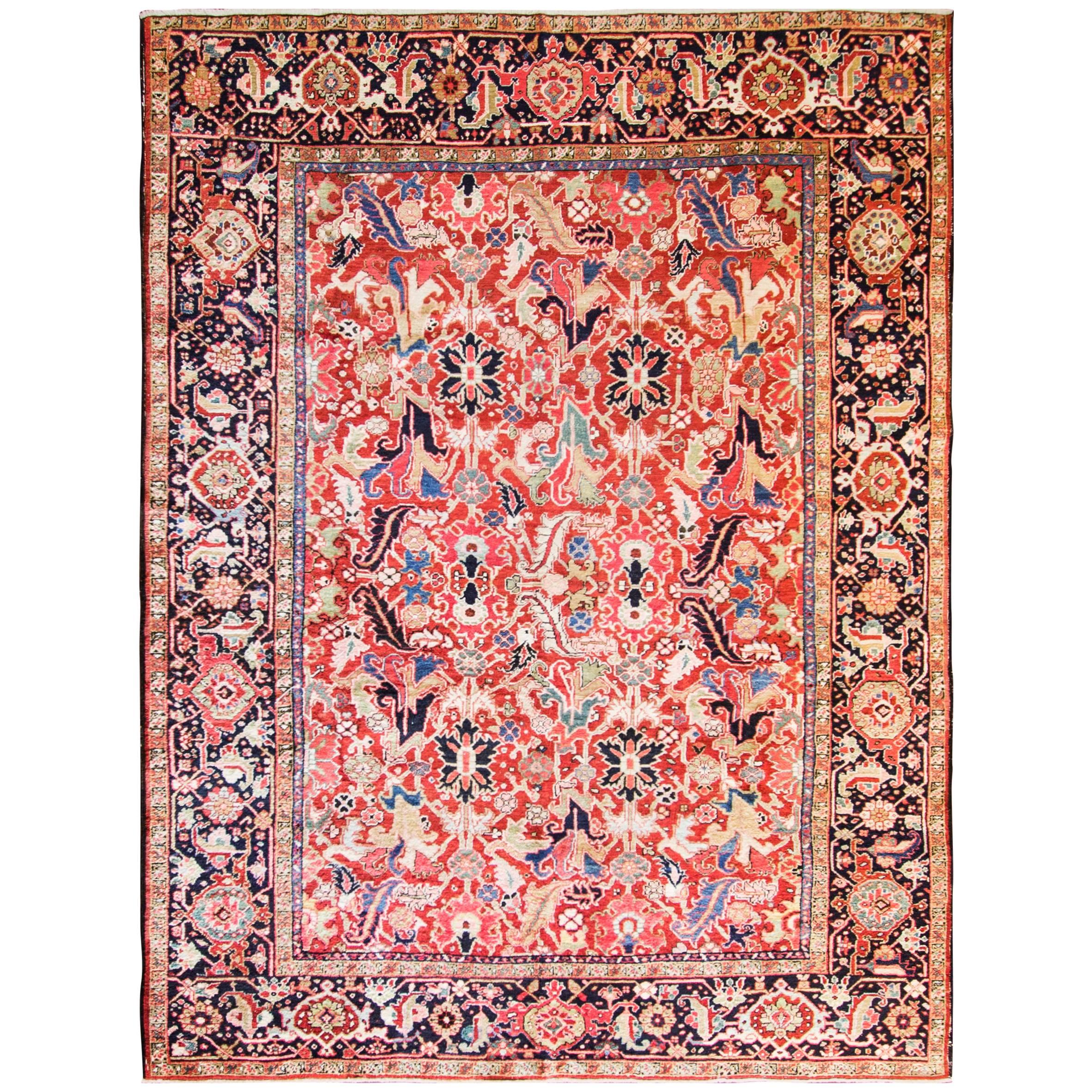Antique Persian  Dragon Heriz/Serapi Carpet, 7'7" x 10'.