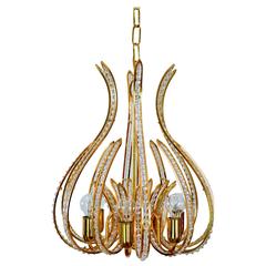 Vintage Bakalowits Style Six-Light Gilded Crystal Chandelier