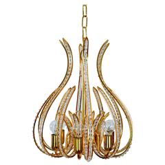 Bakalowits Style Six-Light Gilded Crystal Chandelier Bakalowits Style Six-Light Gilded Crystal Chandelier