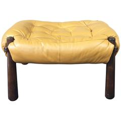 Percival Lafer Leather and Jacaranda Ottoman