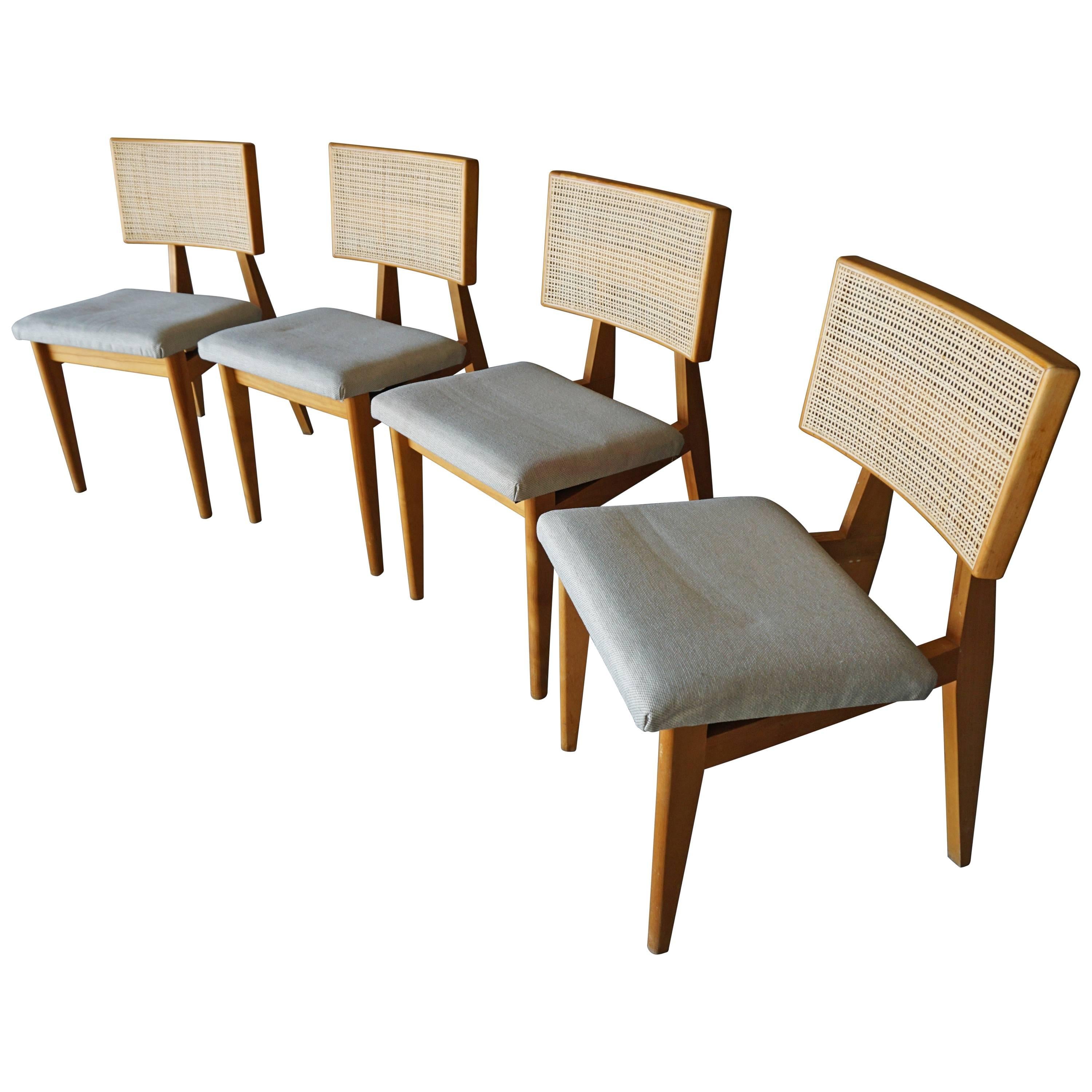 Set of 4 Cane-Back Side Chairs by George Nelson for Herman Miller For Sale