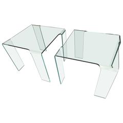 Pair of Italian Glass End Tables attributable to FIAM, circa 1980's