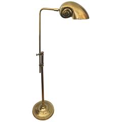 Vintage Nautilus Shell Adjustable Brass Floor Lamp
