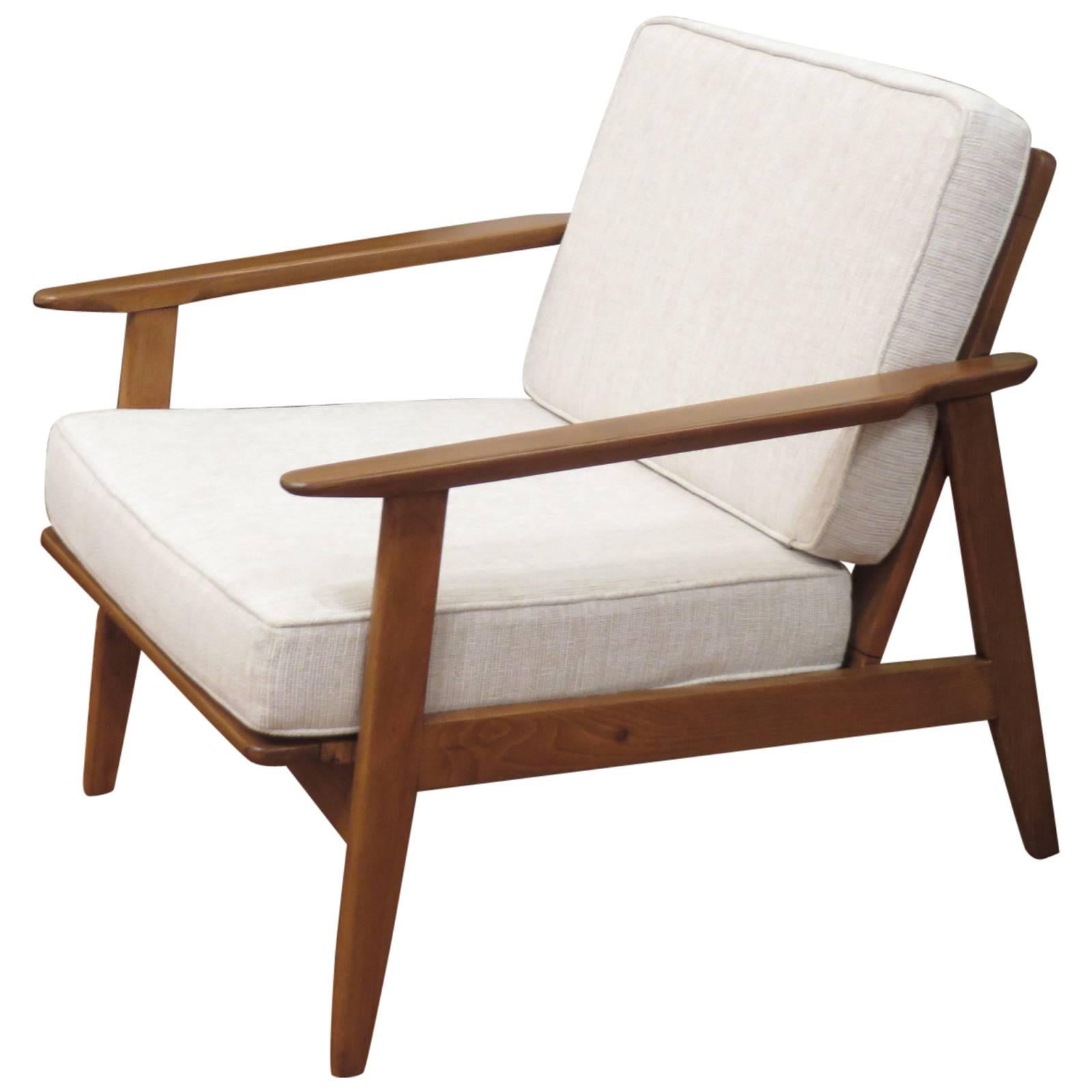 Classic "Danish Modern" Armchair, Newly Upholstered