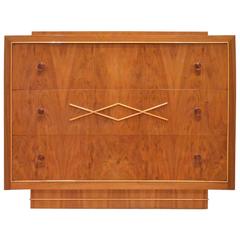 Belgian Design Art Deco, 1940 De Coene Frères Glossy Walnut Chest of Drawers