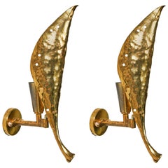 Pair of Solid Brass Sconces by Angelo Lelli