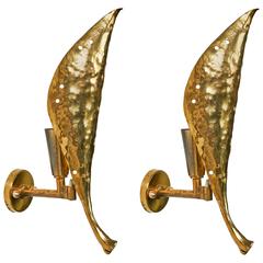 Pair of Solid Brass Sconces by Angelo Lelli 11