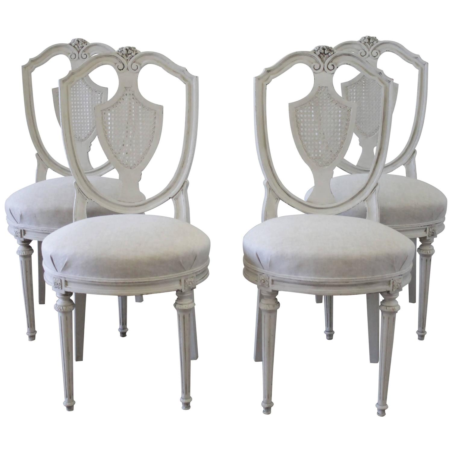 Set of Four Antique French Cane Dining Chairs For Sale at 1stdibs