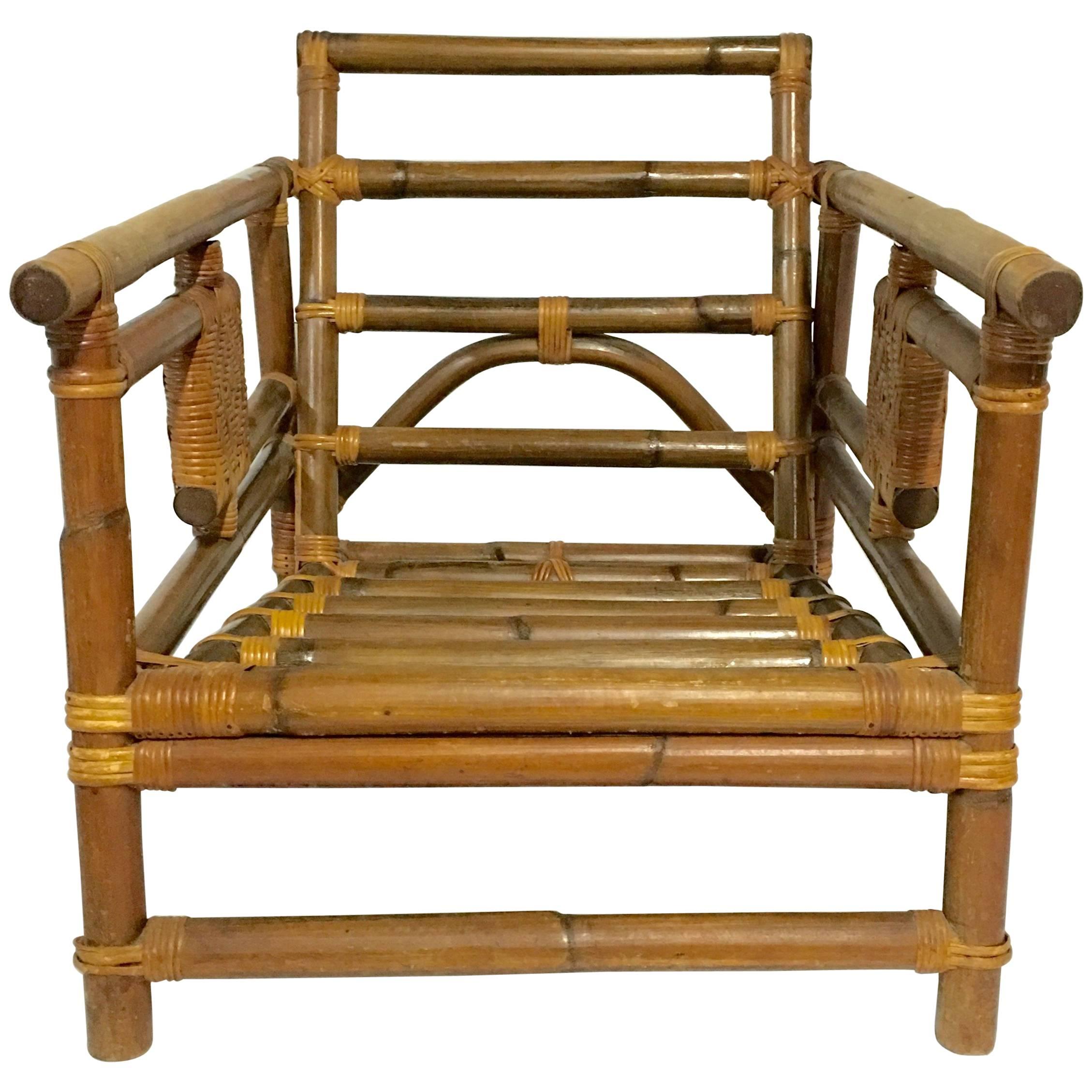 1940'S Rattan & Wicker Lounge Chair by Calif Asia