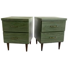 Pair of Mid-Century Modern Cerused Wood Side Tables Nightstands Pair of Mid-Century Modern Cerused Wood Side Tables Nightstands