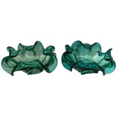 1950s Pair of Italian Murano Glass Ruffle Bowls 7