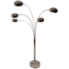 Five-Light Chrome and Marble Arc Lamp