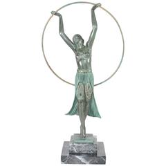 Art Deco Style Hoop Girl Antique Statue, After a model by Charles Sykes