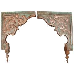 Pair of Painted Teak Wood Corbels 11