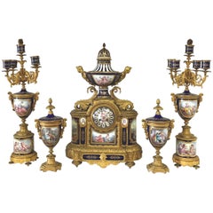 Antique 19th Century Sevres Clock Set