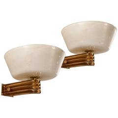 Antique Tomaso Buzzi for Venini, Pair of Murano Glass Sconces, Exhibited and Published