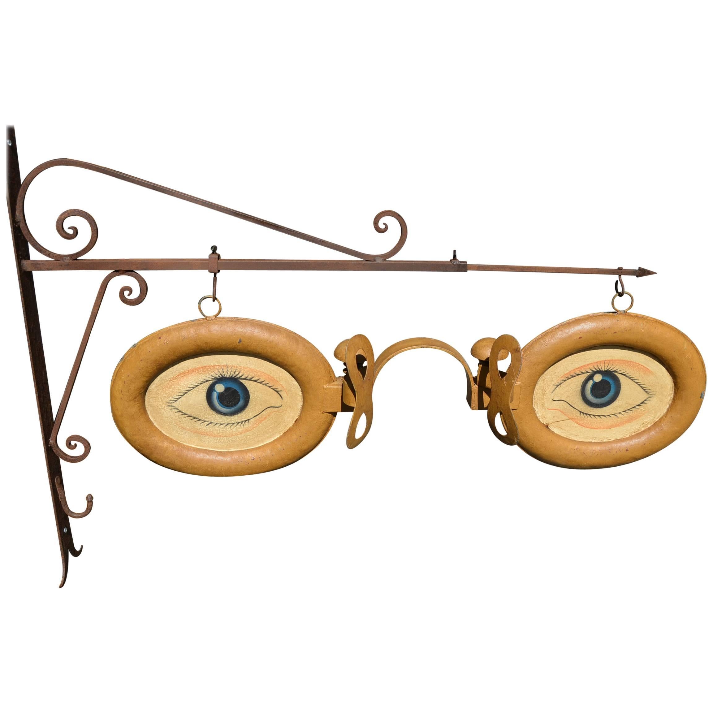 Antique Optometrist Trade Sign with Wall Bracket
