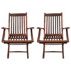 Pair of Rosewood Steamer Deck Chairs