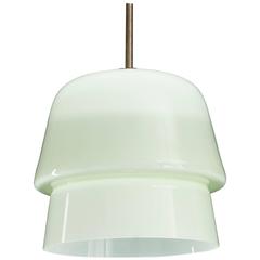 Pale Soap Colored Glass Pendent Lamp by Paavo Tynell, Finland, 1940s