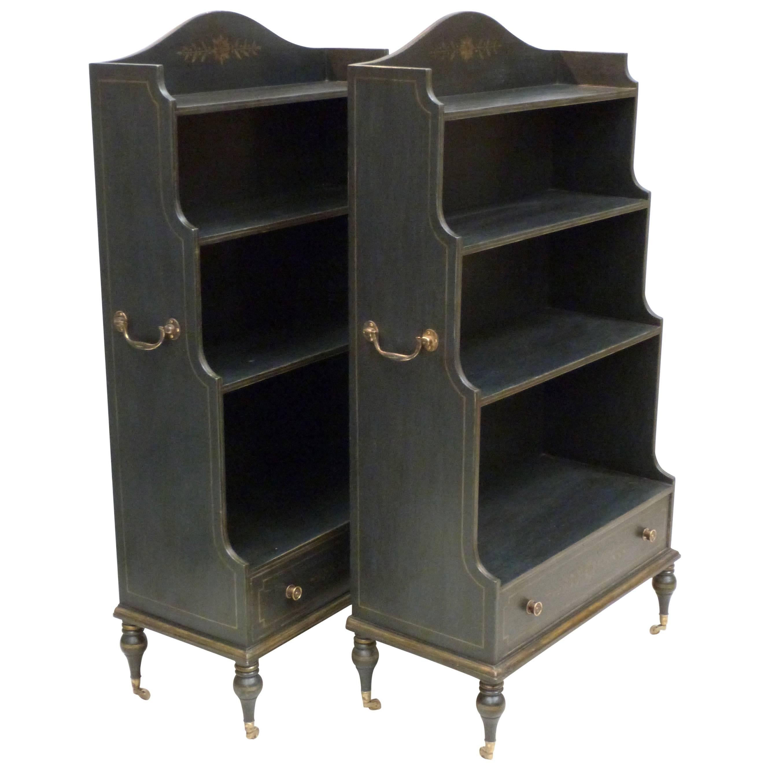 Pair of Contemporary Waterfall Bookcases For Sale